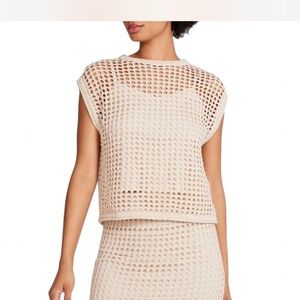 Striped-Mesh Sleeveless Top - Steve Madden